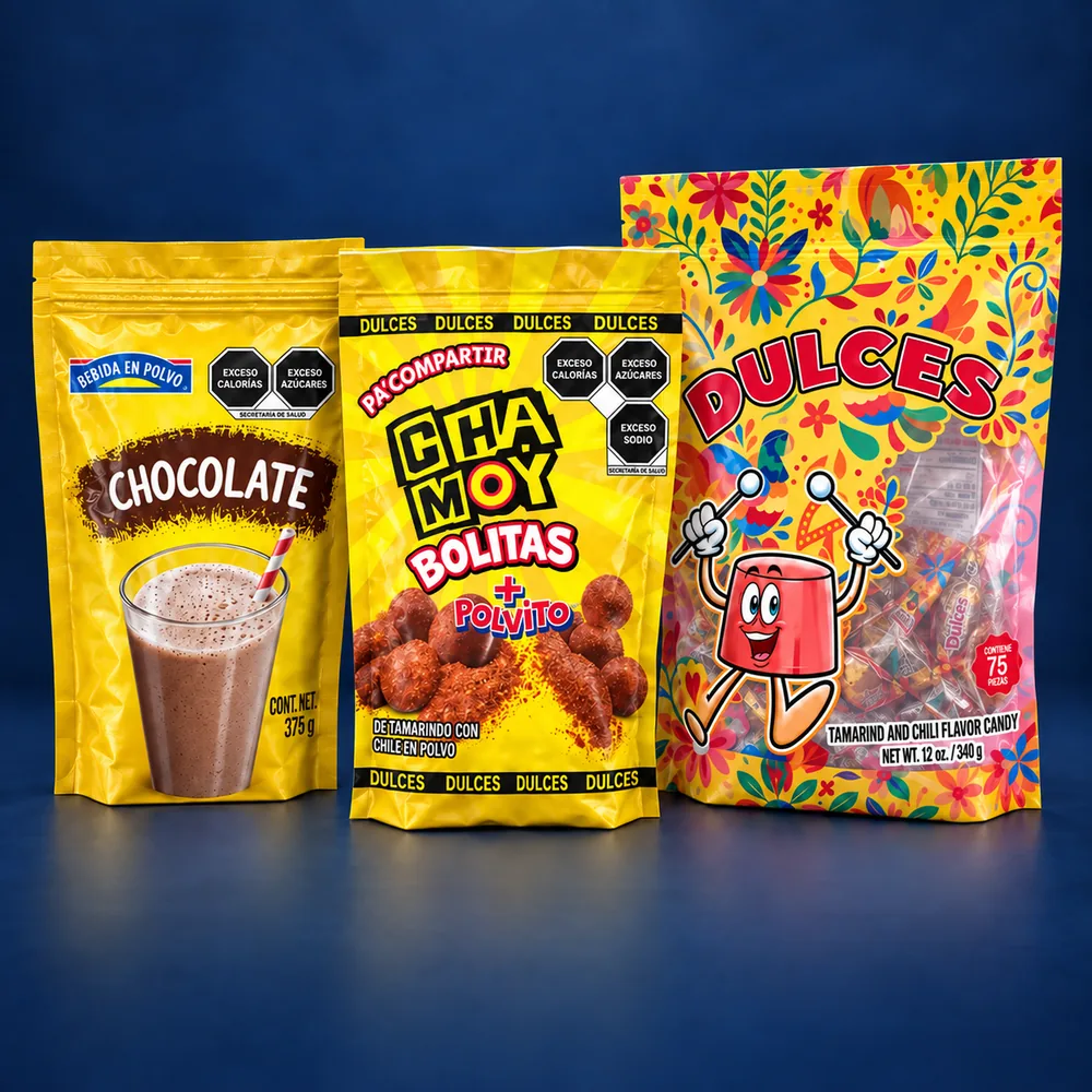 Bolsas stand-up pouch para confitería y bebidas