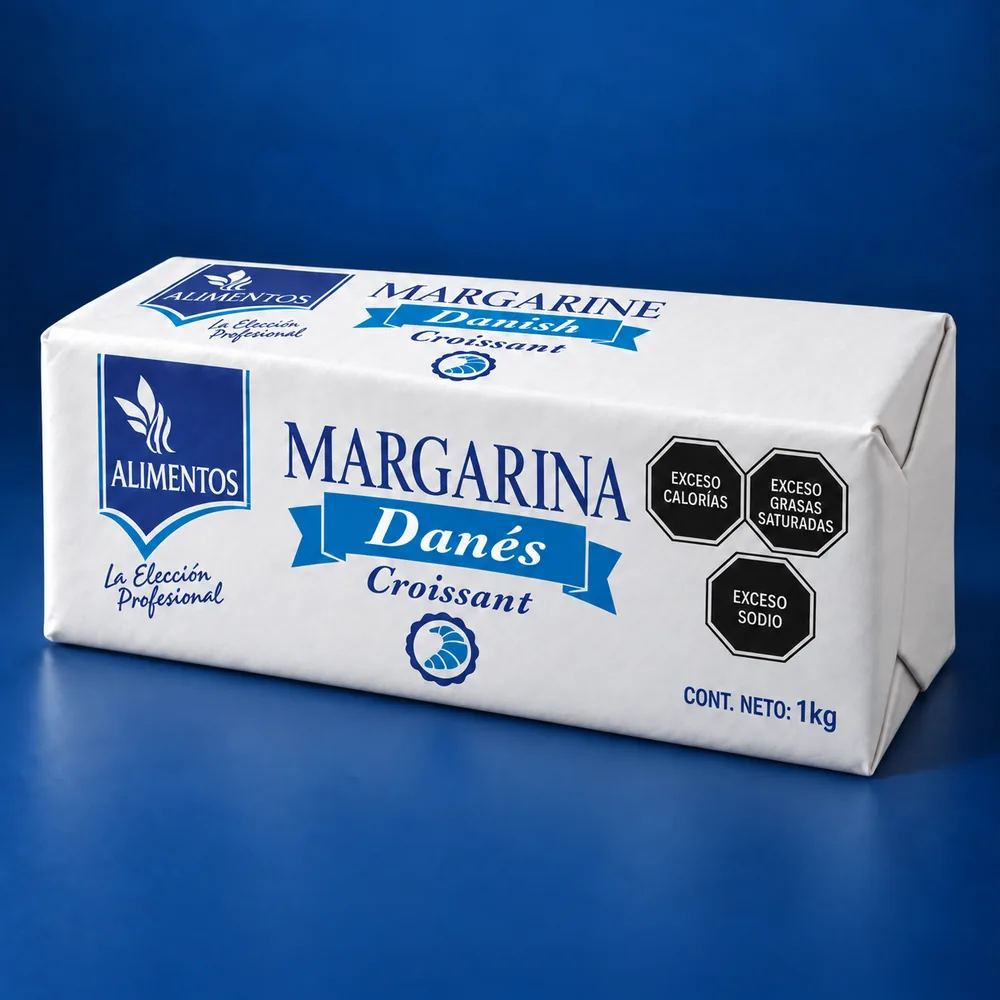 Envoltura de papel impreso azul y blanco para margarina Danés Croissant